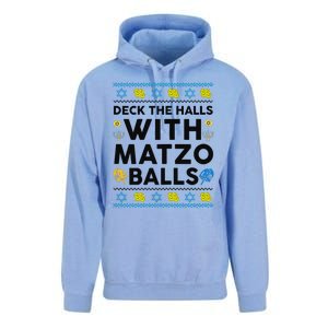  Deck The Halls With Matzo Balls Ugly Hanukkah Happy Jewish  Unisex Surf Hoodie