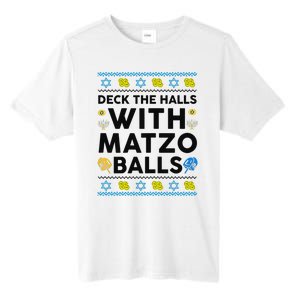  Deck The Halls With Matzo Balls Ugly Hanukkah Happy Jewish  Tall Fusion ChromaSoft Performance T-Shirt