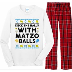  Deck The Halls With Matzo Balls Ugly Hanukkah Happy Jewish  Long Sleeve Pajama Set