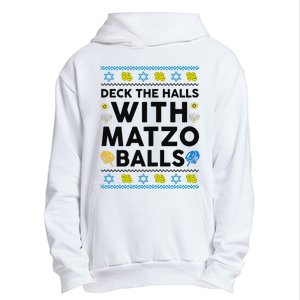  Deck The Halls With Matzo Balls Ugly Hanukkah Happy Jewish  Urban Pullover Hoodie