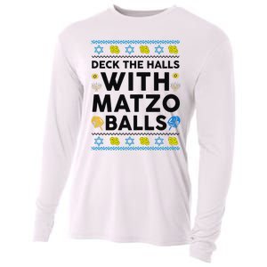  Deck The Halls With Matzo Balls Ugly Hanukkah Happy Jewish  Cooling Performance Long Sleeve Crew