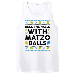  Deck The Halls With Matzo Balls Ugly Hanukkah Happy Jewish  PosiCharge Competitor Tank