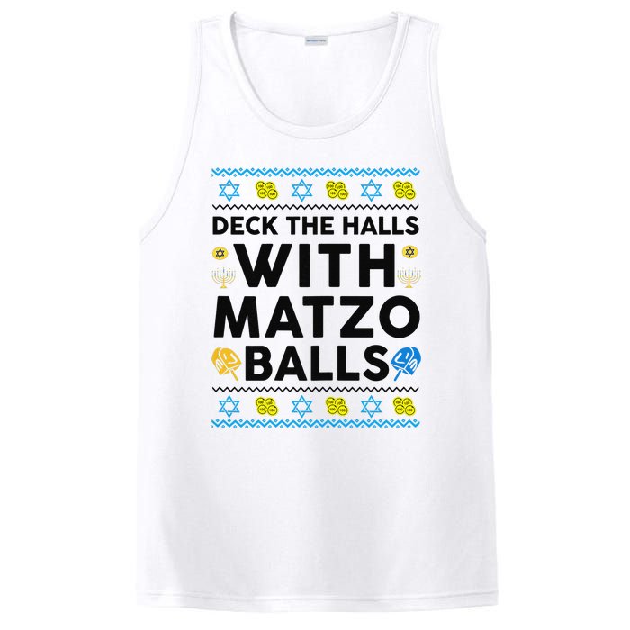  Deck The Halls With Matzo Balls Ugly Hanukkah Happy Jewish  PosiCharge Competitor Tank