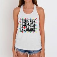 Deck The Halls And Not Your Husband Christmas Women's Knotted Racerback Tank