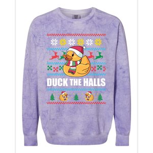 Duck The Halls! Ugly Christmas Jumper Funny Santa Claus Meme Funny Gift Colorblast Crewneck Sweatshirt