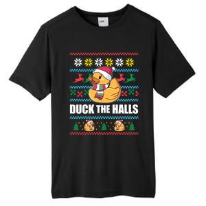 Duck The Halls! Ugly Christmas Jumper Funny Santa Claus Meme Funny Gift Tall Fusion ChromaSoft Performance T-Shirt