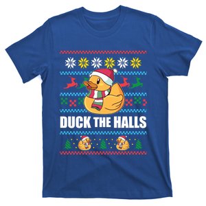 Duck The Halls! Ugly Christmas Jumper Funny Santa Claus Meme Funny Gift T-Shirt