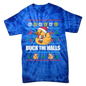 Duck The Halls! Ugly Christmas Jumper Funny Santa Claus Meme Funny Gift Tie-Dye T-Shirt