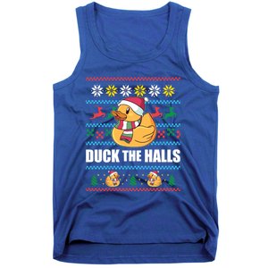 Duck The Halls! Ugly Christmas Jumper Funny Santa Claus Meme Funny Gift Tank Top