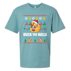 Duck The Halls! Ugly Christmas Jumper Funny Santa Claus Meme Funny Gift Sueded Cloud Jersey T-Shirt