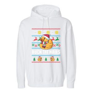 Duck The Halls! Ugly Christmas Jumper Funny Santa Claus Meme Funny Gift Garment-Dyed Fleece Hoodie