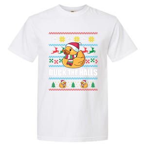 Duck The Halls! Ugly Christmas Jumper Funny Santa Claus Meme Funny Gift Garment-Dyed Heavyweight T-Shirt