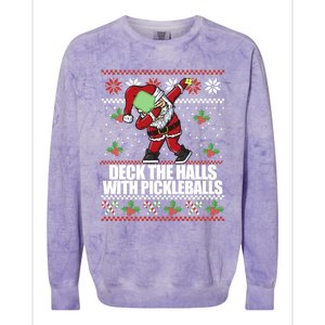 Deck The Halls Pickle Balls Ugly Christmas Pickleball Memes Meaningful Gift Colorblast Crewneck Sweatshirt