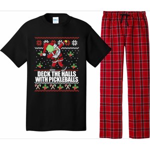 Deck The Halls Pickle Balls Ugly Christmas Pickleball Memes Meaningful Gift Pajama Set