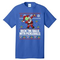 Deck The Halls Pickle Balls Ugly Christmas Pickleball Memes Meaningful Gift Tall T-Shirt