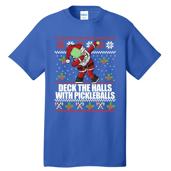 Deck The Halls Pickle Balls Ugly Christmas Pickleball Memes Meaningful Gift Tall T-Shirt