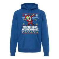 Deck The Halls Pickle Balls Ugly Christmas Pickleball Memes Meaningful Gift Premium Hoodie