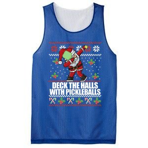 Deck The Halls Pickle Balls Ugly Christmas Pickleball Memes Meaningful Gift Mesh Reversible Basketball Jersey Tank