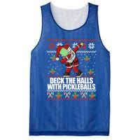 Deck The Halls Pickle Balls Ugly Christmas Pickleball Memes Meaningful Gift Mesh Reversible Basketball Jersey Tank