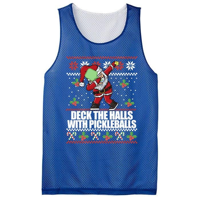 Deck The Halls Pickle Balls Ugly Christmas Pickleball Memes Meaningful Gift Mesh Reversible Basketball Jersey Tank