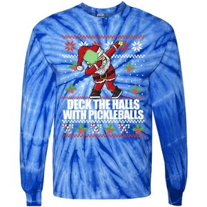 Deck The Halls Pickle Balls Ugly Christmas Pickleball Memes Meaningful Gift Tie-Dye Long Sleeve Shirt