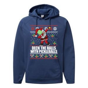 Deck The Halls Pickle Balls Ugly Christmas Pickleball Memes Meaningful Gift Performance Fleece Hoodie