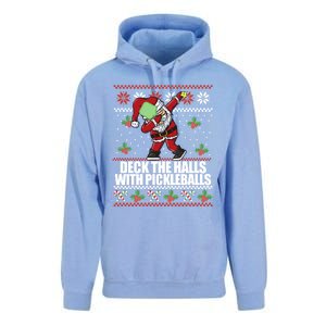 Deck The Halls Pickle Balls Ugly Christmas Pickleball Memes Meaningful Gift Unisex Surf Hoodie