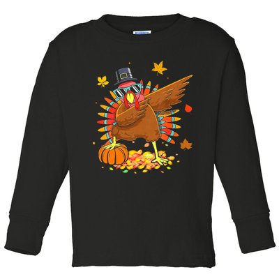 Dabbing Turkey Happy Thanksgiving Day Party Toddler Long Sleeve Shirt