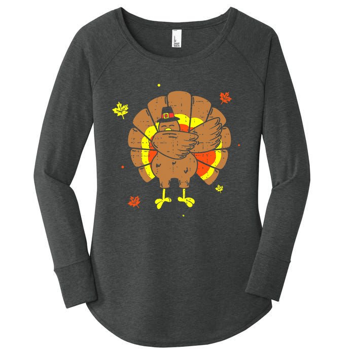 Dabbing Turkey Happy Thanksgiving Day Party Women's Perfect Tri Tunic Long Sleeve Shirt