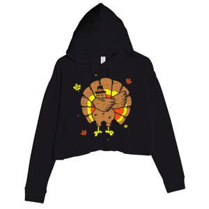 Dabbing Turkey Happy Thanksgiving Day Party Crop Fleece Hoodie