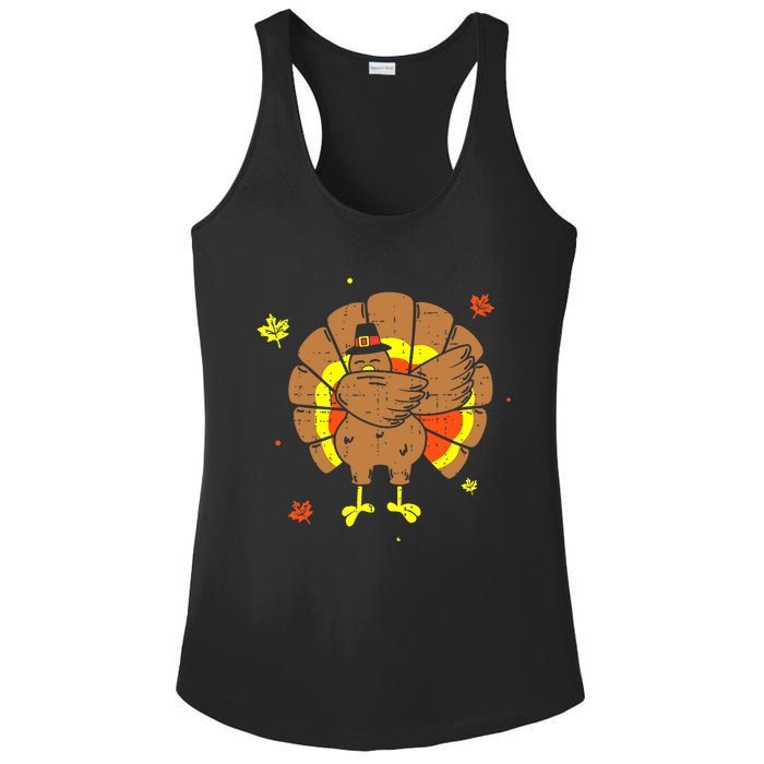 Dabbing Turkey Happy Thanksgiving Day Party Ladies PosiCharge Competitor Racerback Tank