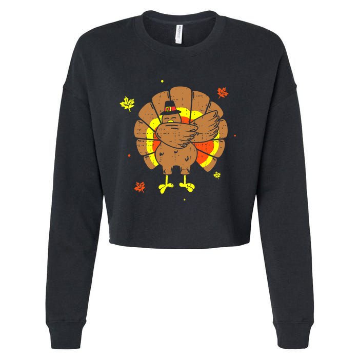 Dabbing Turkey Happy Thanksgiving Day Party Cropped Pullover Crew