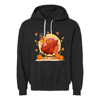 Dabbing Turkey Happy Thanksgiving Day Garment-Dyed Fleece Hoodie