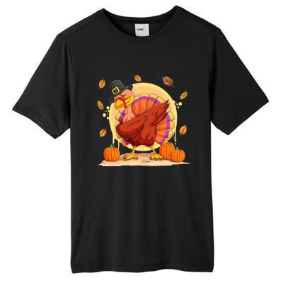 Dabbing Turkey Happy Thanksgiving Day Tall Fusion ChromaSoft Performance T-Shirt