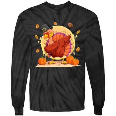 Dabbing Turkey Happy Thanksgiving Day Tie-Dye Long Sleeve Shirt