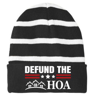 DEFUND THE HOA Homeowners Association Striped Beanie with Solid Band