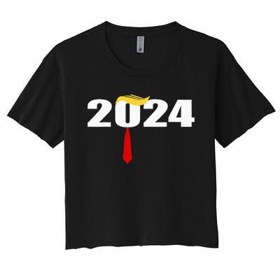 Donald Trump Hair Tie Donald Trump 2024 President Women's Crop Top Tee