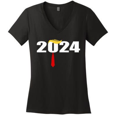 Donald Trump Hair Tie Donald Trump 2024 President Women's V-Neck T-Shirt