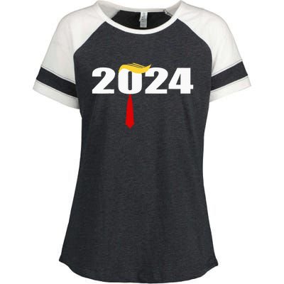 Donald Trump Hair Tie Donald Trump 2024 President Enza Ladies Jersey Colorblock Tee