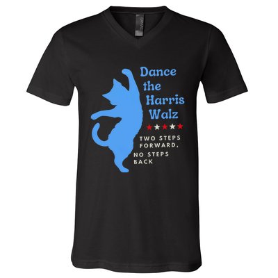 Dance The Harris Walz 2024 Cat Lady Vote Kamala Election V-Neck T-Shirt