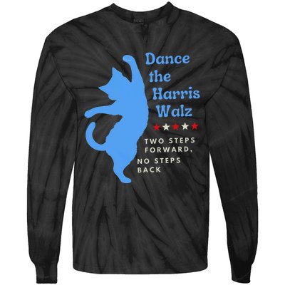 Dance The Harris Walz 2024 Cat Lady Vote Kamala Election Tie-Dye Long Sleeve Shirt