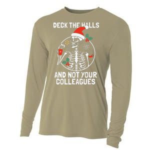 Deck The Hall Not Your Colleagues Funny Christmas Skeleton.png Cooling Performance Long Sleeve Crew