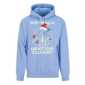 Deck The Hall Not Your Colleagues Funny Christmas Skeleton.png Unisex Surf Hoodie