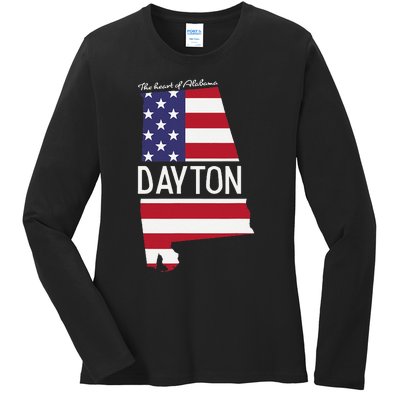 Dayton The Heart Of Alabama Flag Hometown Ladies Long Sleeve Shirt