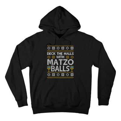 Deck The Halls With Matzo Balls Chanukkah Ugly Hanukkah Hoodie