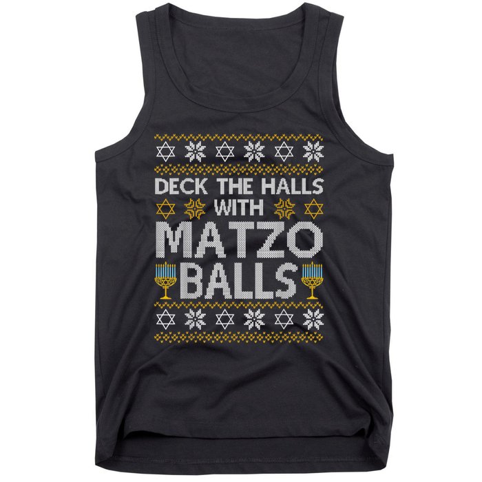 Deck The Halls With Matzo Balls Chanukkah Ugly Hanukkah Tank Top