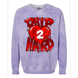 Drip Too Hard Heart Dripping Cool Swag Team Matching Sneaker Gift Idea Colorblast Crewneck Sweatshirt