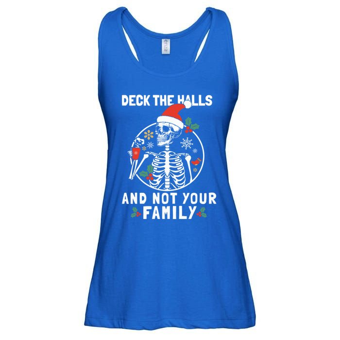 Deck The Hall Not Your Family Funny Christmas Skeleton Gift Ladies Essential Flowy Tank