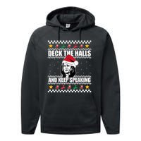 Deck The Halls And Keep Speaking, Kamala Harris's Ugly Meme Performance Fleece Hoodie