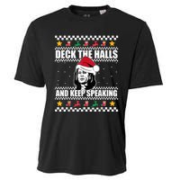 Deck The Halls And Keep Speaking, Kamala Harris's Ugly Meme Cooling Performance Crew T-Shirt